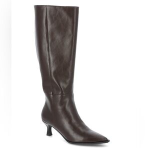 Sophisticated Dark Brown Heeled Boots. Wide calf